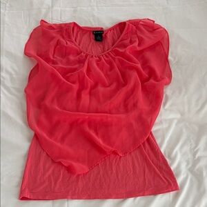 New Directions Coral Chiffon Blouse